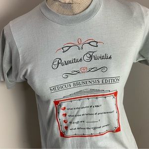 Rare Vintage 80s Trivial Pursuit Promo Tshirt Single Stitch Small Gray Medicus